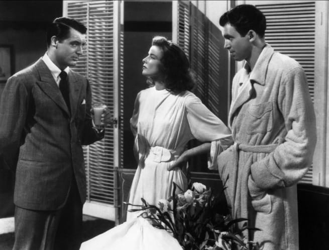 Cary Grant, Katharine Hepburn, James Stewart