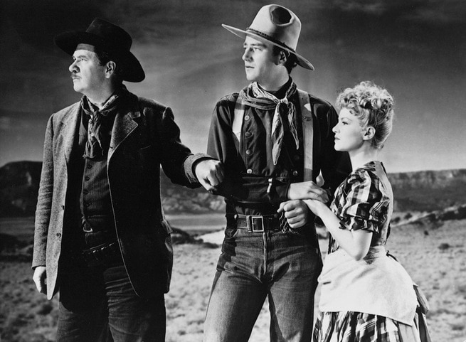 Claire Trevor, John Wayne, George Bancroft