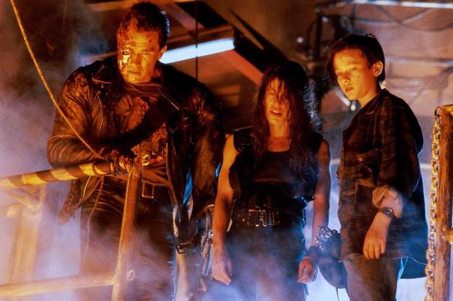 Arnold Schwarzenegger, Edward Furlong, Linda Hamilton
