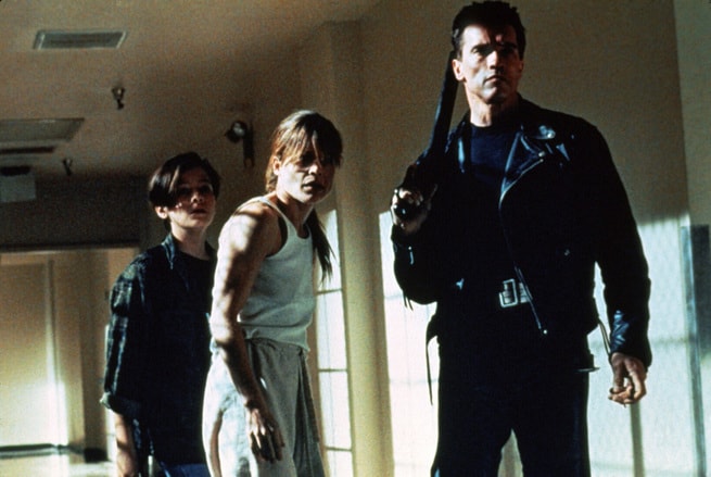 Arnold Schwarzenegger, Edward Furlong, Linda Hamilton