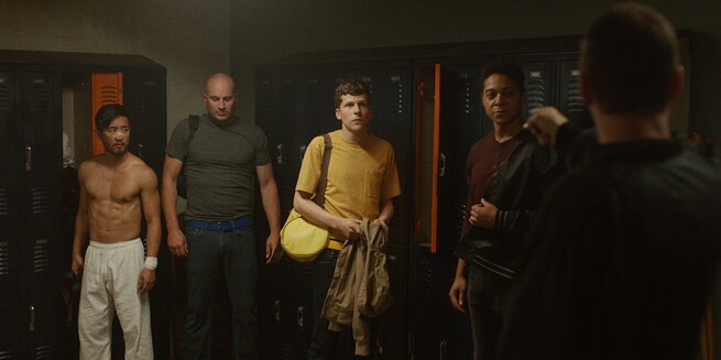 Steve Terada, Jesse Eisenberg, Phillip Andre Botello