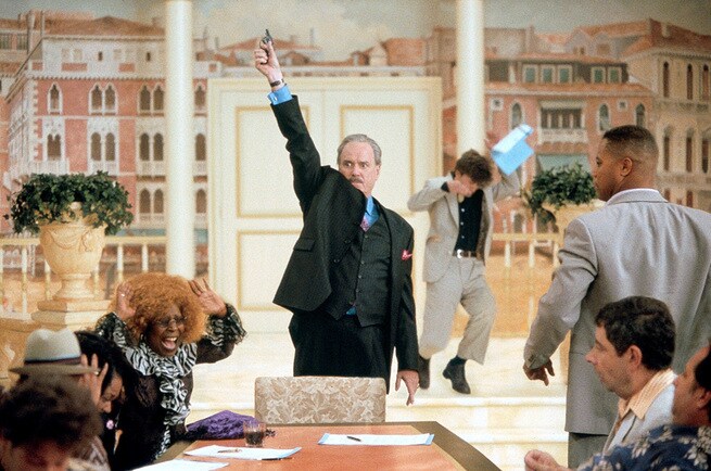 Cuba Gooding jr., Rowan Atkinson, Whoopi Goldberg, John Cleese